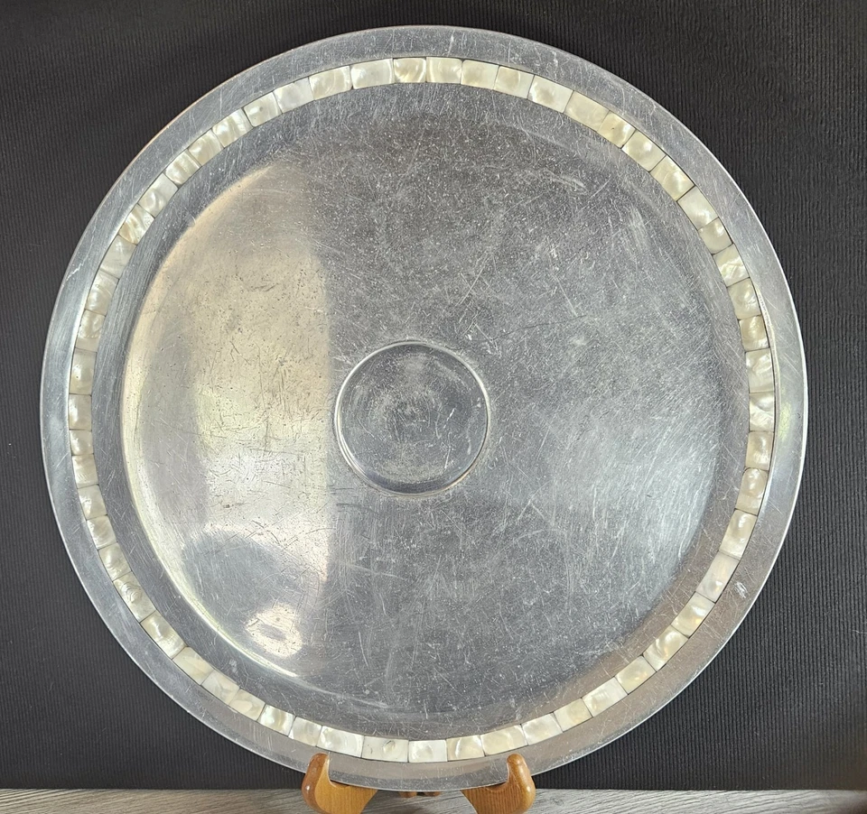 Toalla Platero Madreperla Incrustación 15" Plato Grande Boda Pastel Plato Foto 2 de 4