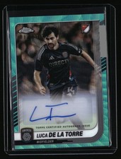 2025 Topps Chrome MLS #CA-LD Luca de la Torre Chrome Auto Aqua Refractor #/199