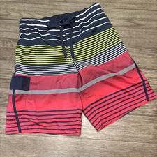 Ocean Pacific OP Mens 32-34 Striped Board Shorts Multicolor Surf Swim Trunks