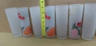 Vintage 7 Glass Frosted Fruit Tom Collins Glasses 3 are painted
