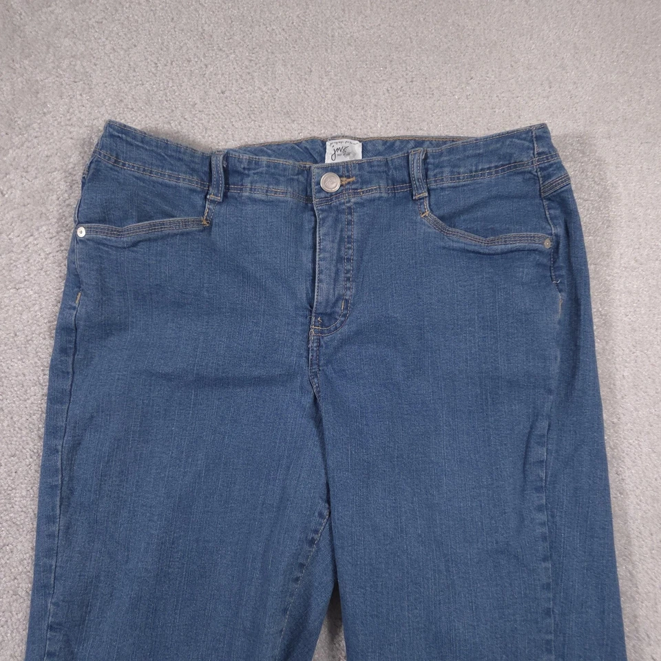 Jeans capri Just My Size para mujer 16W azul elástico denim bordado dobladillo JM0170V Foto 4 de 4