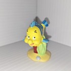 Lot Disney Little Mermaid Ariel & PVC Flounder Figurine Gold Shell Necklace  — photo 3