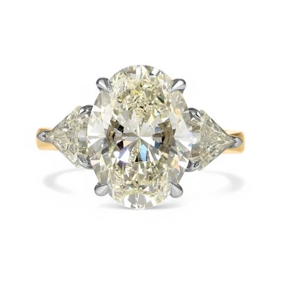 Eleganter 5,90 kt im Labor gezüchteter Diamantring 18 kt mehrfarbiges Gold ov... - Bild 1 von 4