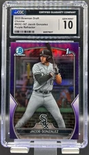 2023 Bowman Draft Jacob Gonzalez Chrome Purple Refractor 1st #/250 CGC 10 GEM MT