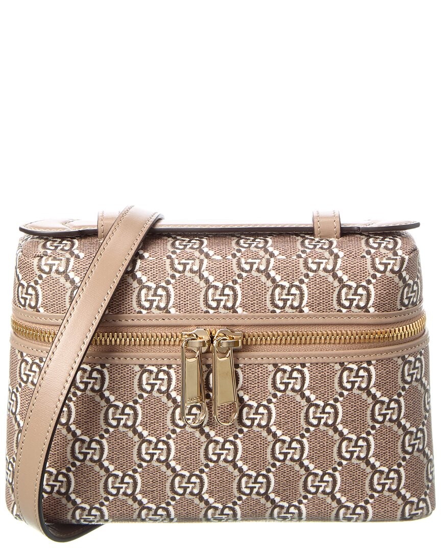 Gucci Gg Shadow Canvas & Leather Super Mini Satchel Women's Beige