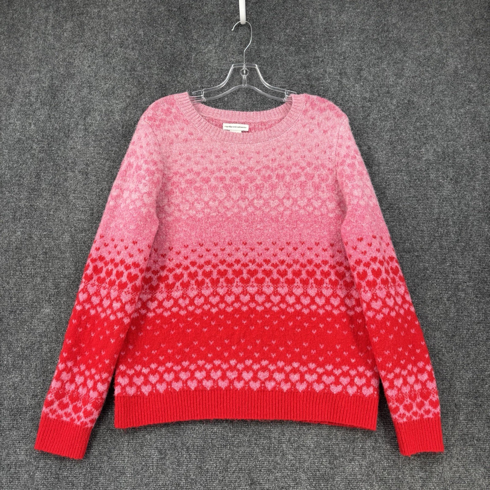 Cupcakes & Cashmere Red & Pink Hearts Pullover Sweater Women’s Large Valentines