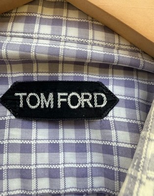TOM FORD Men's Lavender/White Check Woven Button-Up Long Sleeve 