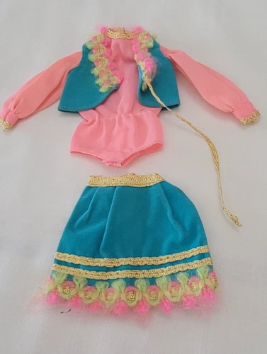 VINTAGE BARBIE GYPSY SPIRIT #1458 NEAR COMPLETE OUTFIT VEST SKIRT BODYSUIT