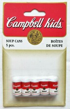 Vintage 1995 Fibre Craft Campbell Soup Kids Soup Cans 5 Piece Set U43