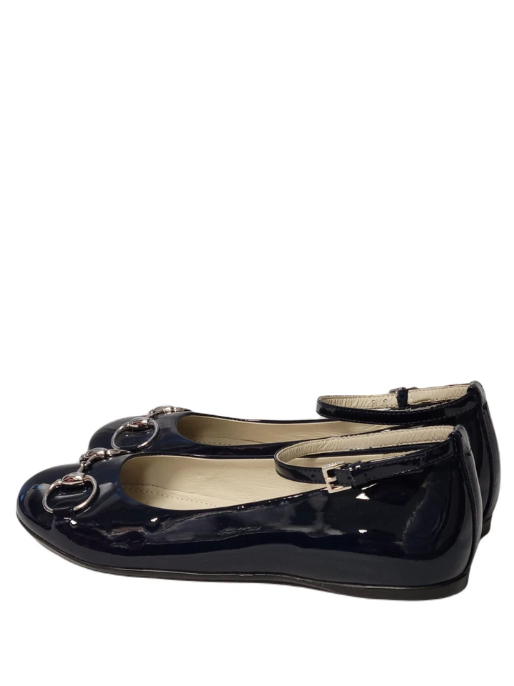 NIB New Gucci Kids Patent Leather Horsebit Ballet Flats Sizes 29 30 31 33 - Image 2 of 4