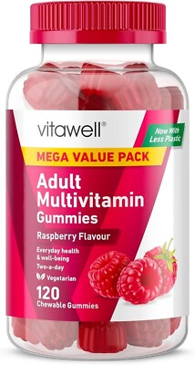 1 x 120 Mega Pack Vitawell Erwachsene Multivitamin Himbeer Geschmack Gummis - NEU UK
