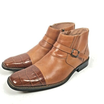 Fratelli Select Men's Boots Size 12 D Cognac Croc Embossed Cap Toe  NIB 