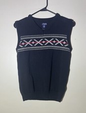 Chaps X Designed V-Neck Sweater Vest Black Red Youth L 14/16