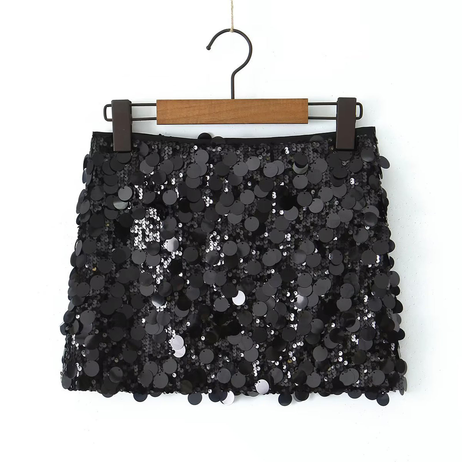 Sequin High Waist Mini Denim Skirt main image 1