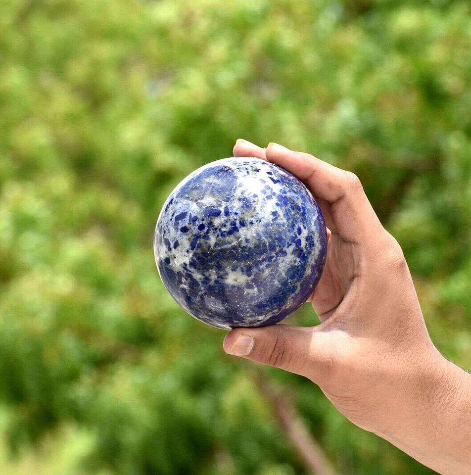 90 MM Blue Lapis Lazuli Crystal Sphere - Spiritual Ball Healing - Healing Stone - Photo 3/4