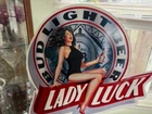 VINTAGE Bud Light Budweiser Lady Luck Beer 36x30 Tin Sign 1991 bar metal tacker