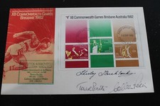 1982 COMMONWEALTH GAMES FDC COVER - SIGNED SHIRLEY STRICKLAND, BICKLE,PEKIN