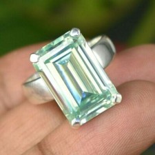 Certified Blue Diamond 10 Ct Sparkle Round 925 Emerald Cut Men's Wedding Ring