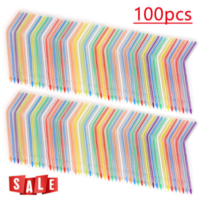 100*Dental Disposable Spray Nozzle Tips For 3-Way Air Water Syringe Mix-Color