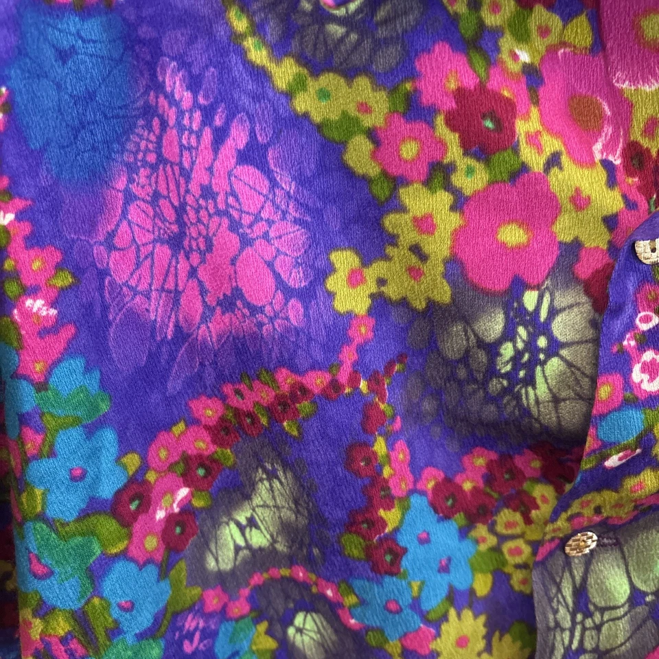 Винтажный 60-х годов корыта гавайский медовый месяц комплект макси платье и мужская рубашка фиолетовый L M - Изображение 2 из 4