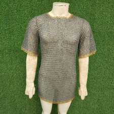 Chainmail shirt 9 mm Flat rivited with brass edge Chainmail Hauberk Large Oiled