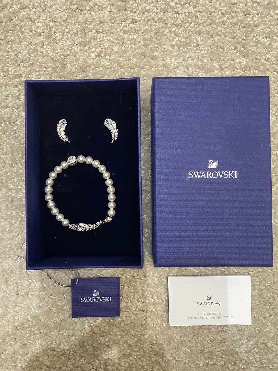 New Swarovski feather bracelet and earings sz S