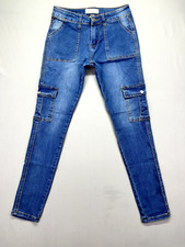 Red Bottoms Women's Stretch Cargo Jeans Tapered Size 3/26 26x26 Blue Dark Wash
