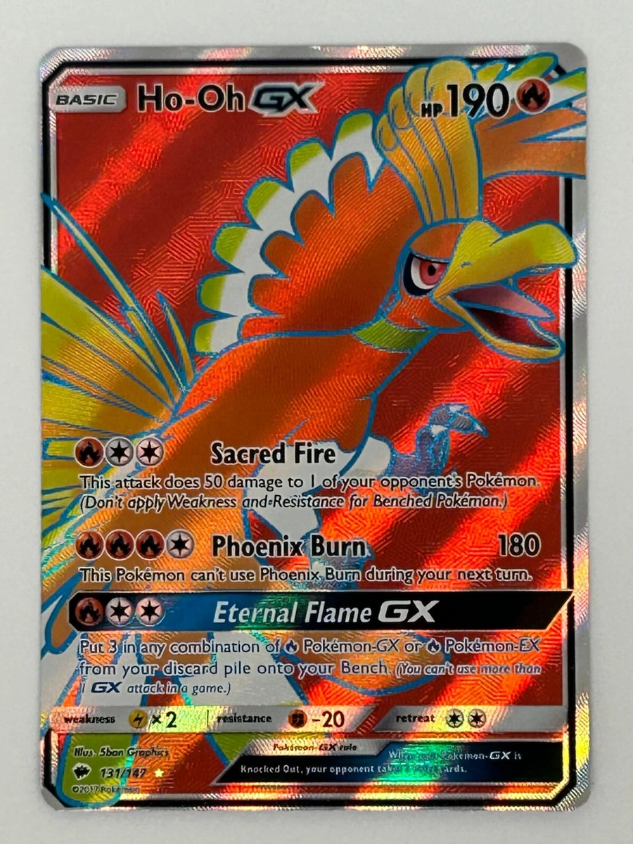 Carta Pokémon Lendário Ho-oh Gx Rainbow Extra Grande