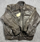 Croft & Barrow Men's Black Bomber Leather Jacket Zip Snap Black/Olive Green 2XL