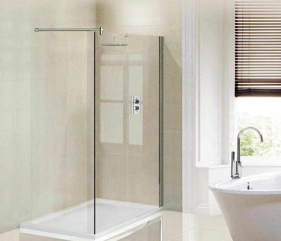 Glas Duschtrennwand Dusche WalkIn verstellbare Stange 50-150cm 8 oder 10mm 