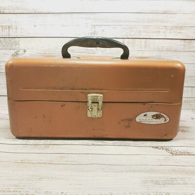 VTG Sears Roebuck & Co Copper Metal Fishing Tackle Box - Vintage