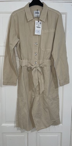 ZARA SAND BEIGE COLLARED LINEN BLEND 