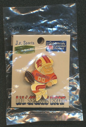 VINTAGE 1989 LIL' SPORTS BRAT TAMPA BAY BUCCANEERS PLAYER ENAMEL FOOTBALL PIN