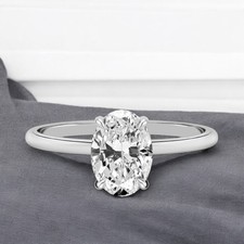 1 Ct IGI Lab Grown Oval Cut Diamond Engagement Ring 14K White Gold  E F VVS2