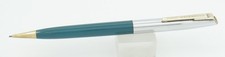 Waterman CF Teal w/Chrome Cap & Gold Trim 0.9mm Pencil - c. 1960 - Made in USA