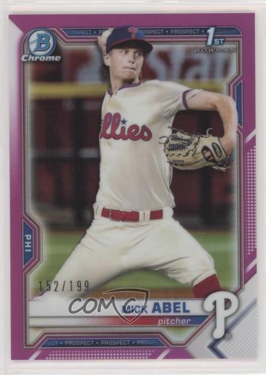 2021 Bowman Chrome Prospects Fuchsia Refractor 152/199 Mick Abel #BCP-42 7c7