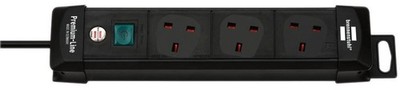BRENNENSTUHL - Premium-Line Mains Extension Lead, 3 Gang, 5m Lead, Black
