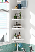 Corner Shower Caddy Tension Pole: Rust Proof 4Tier Shampoo Storage Organizer for