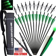 20 inch Carbon Crossbow Bolts Arrows LED Nocks Arrow Bag Archery Shooting Target