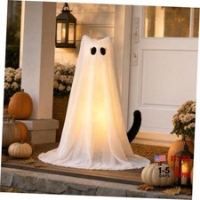 Cute Lighted Cat Ghost, Halloween Ghost Decorations Indoor Outdoor 1Pack White