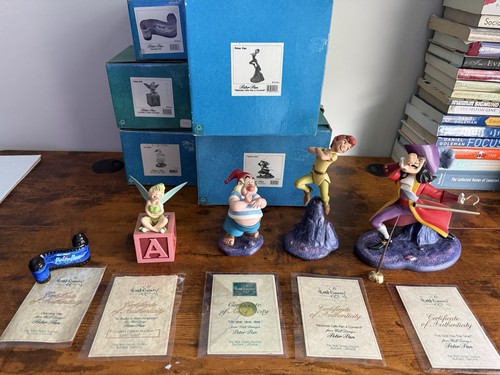 WDCC Peter Pan Set Tinker Bell Hook Smee Opening Title Disney COA Boxes Lot of 5