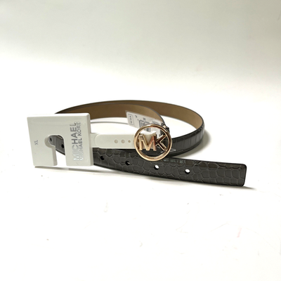 Michael Kors Slim Belt Gray Faux Croc Patent Leather MK Logo  display picture 3