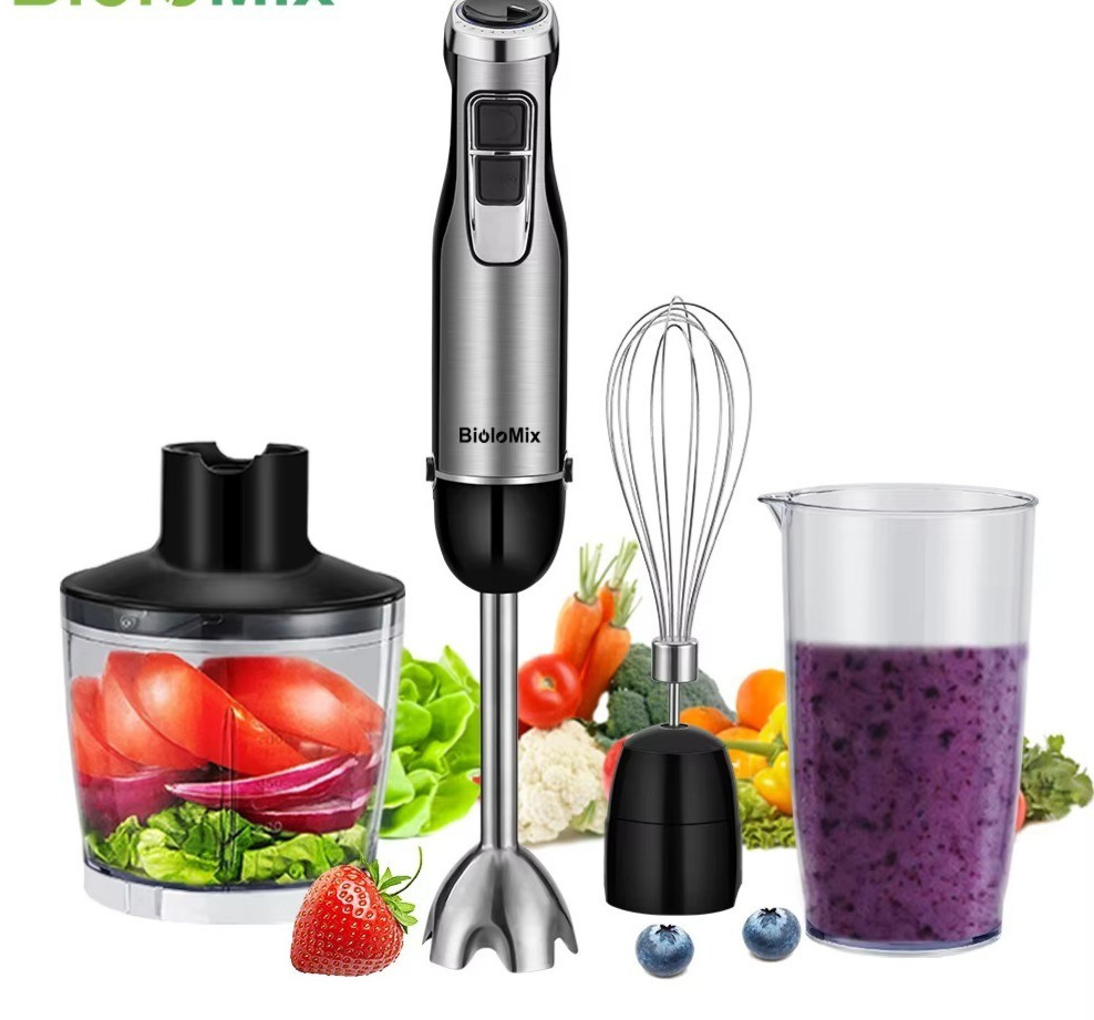1200W 4-in-1 Hand Blender Stick Mixer 6 Speed Chopper Whisk 