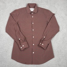 Mizzen Main Shirt Mens Medium Red Check Leeward Trim Fit Performance Button Up