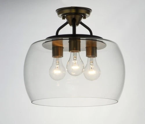 Maxim 26130CL Nickel/Black Goblet 3-Light 14"W Semi-Flush Drum Ceiling Fixture - Picture 2 of 12