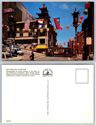 Vintage San Francisco Chinatown Postcard Grant Ave Cable Car Mike Roberts