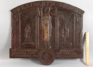 Antique Architectural Bronze Plaque Sign President’s Trophy for Excellence