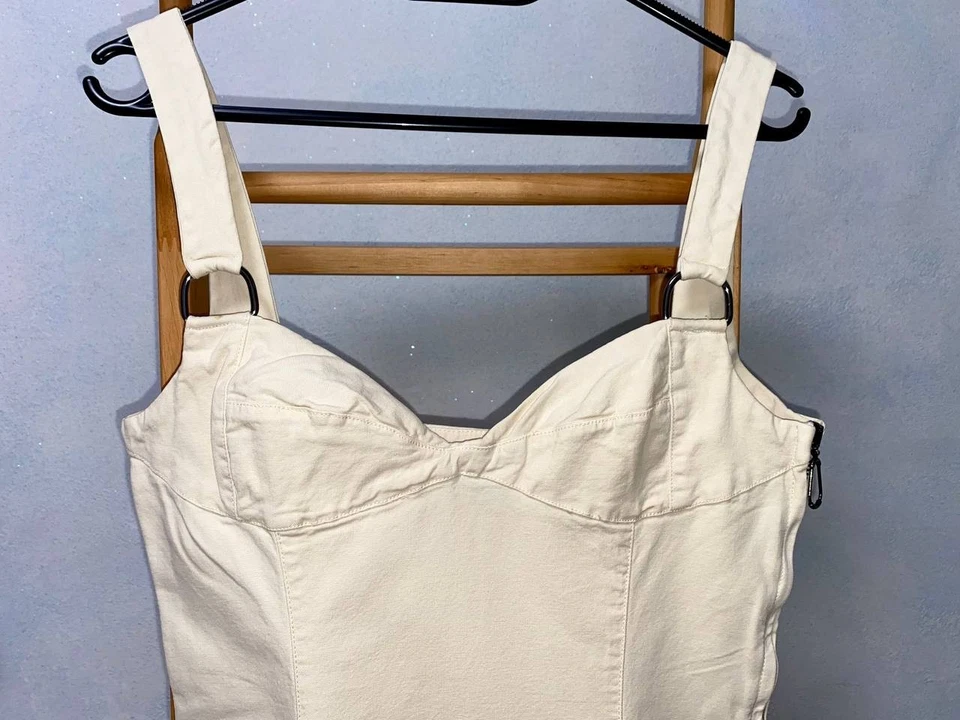 Vestido Versace Jeans Alta Costura ITTIERE Italia Beige Algodón Bodycon Corsé Y2K 44 M Foto 4 de 4