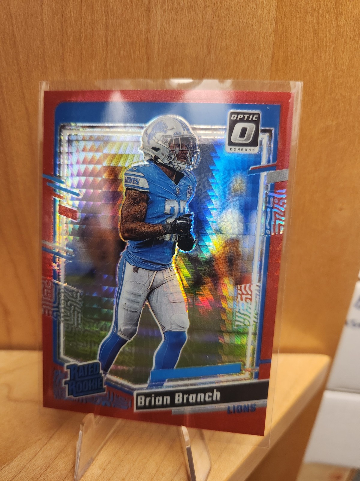 Brian Branch #233 2023 Donruss Optic Red Hyper Prizm Rated Rookie Lions