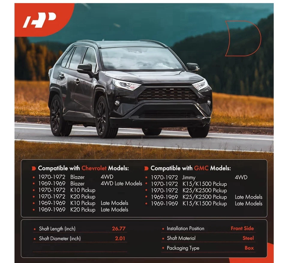 26.77 in Front Driveshaft for 1969-1972 Chevrolet Blazer GMC K15/K1500 Pickup - Image 2 of 4